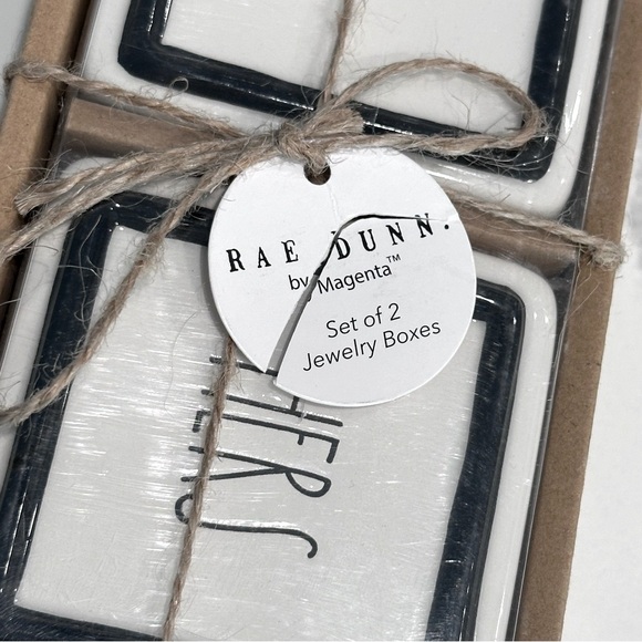 Rae Dunn His & Hers White & Black Jewelry Storage Boxes Set of 2 - Picture 4 of 6